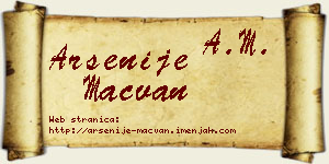 Arsenije Mačvan vizit kartica